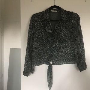 Lily Ashwell Sheer Green Pattern Blouse